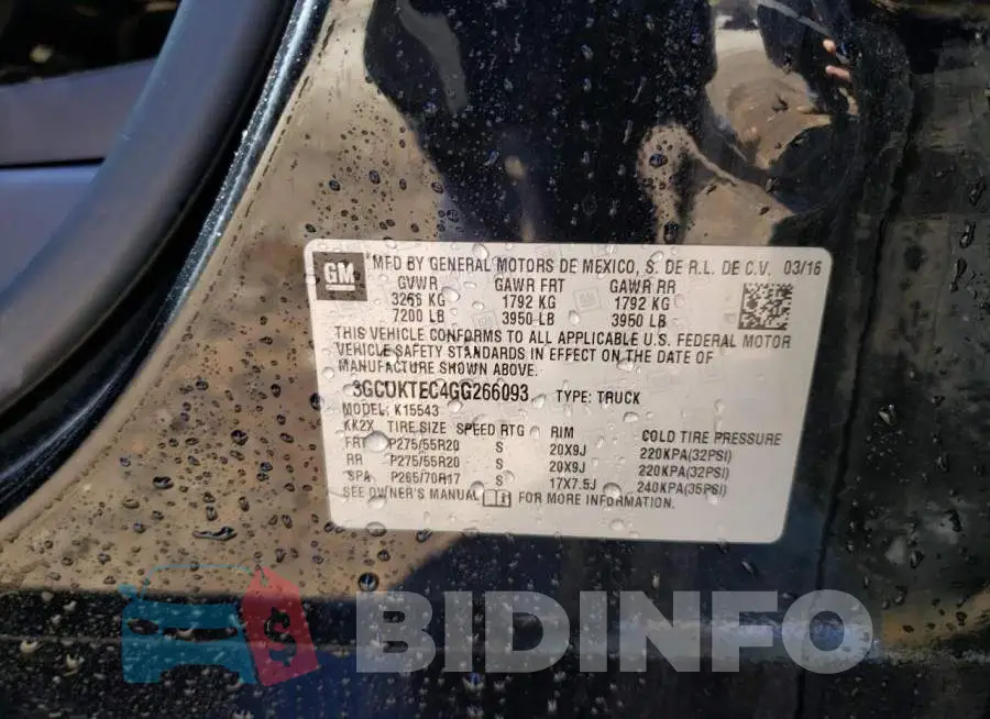 3GCUKTEC4GG266093 Photo# 13