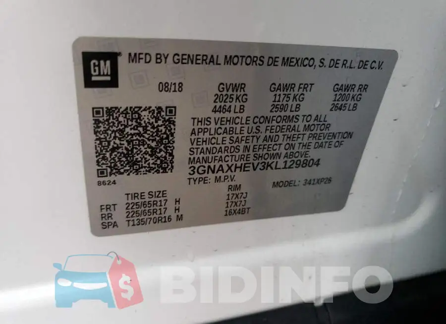 3GNAXHEV3KL129804 Photo# 12