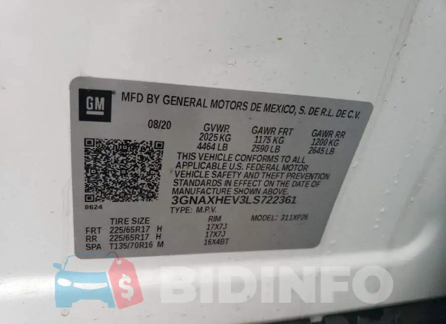 3GNAXHEV3LS722361 Photo# 13