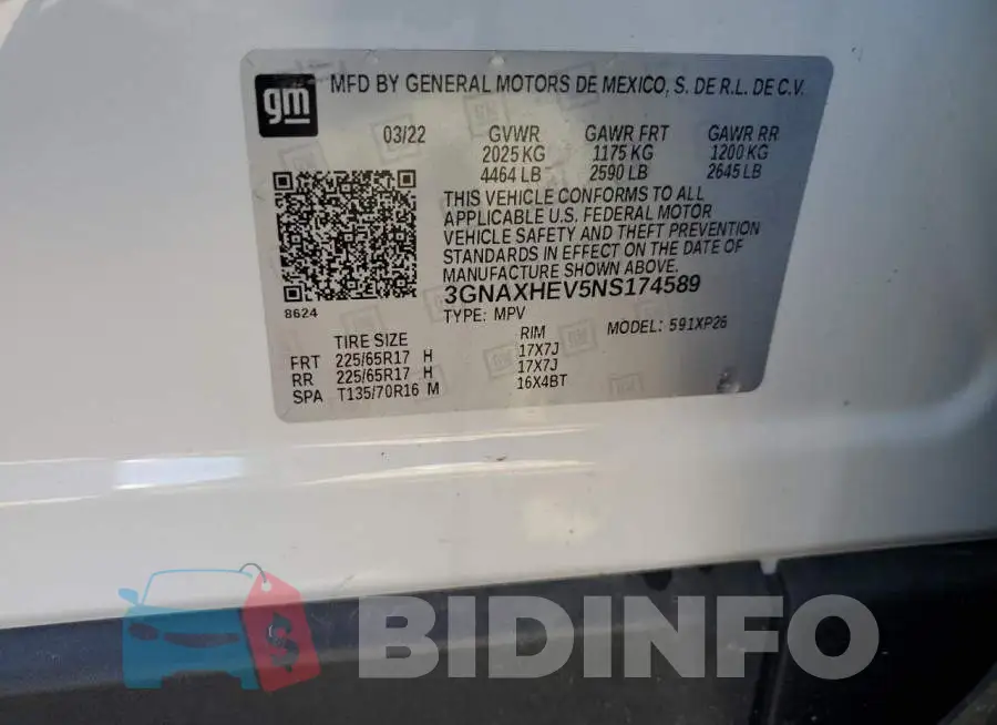 3GNAXHEV5NS174589 Photo# 14