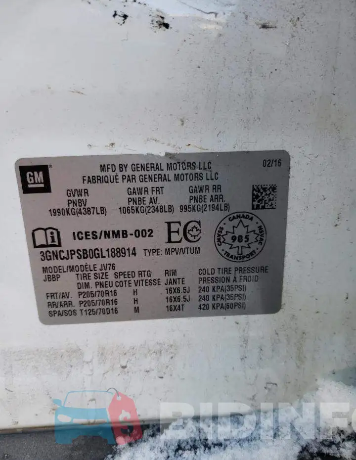 3GNCJPSB0GL188914 Photo# 14