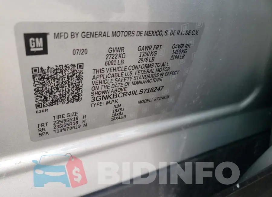 3GNKBCR49LS716247 Photo# 12