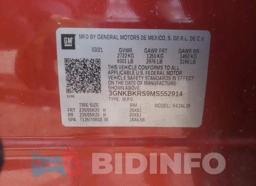 3GNKBKRS9MS552914 Photo# 13