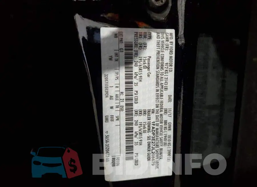 1FADP3E27JL208679 Photo# 12