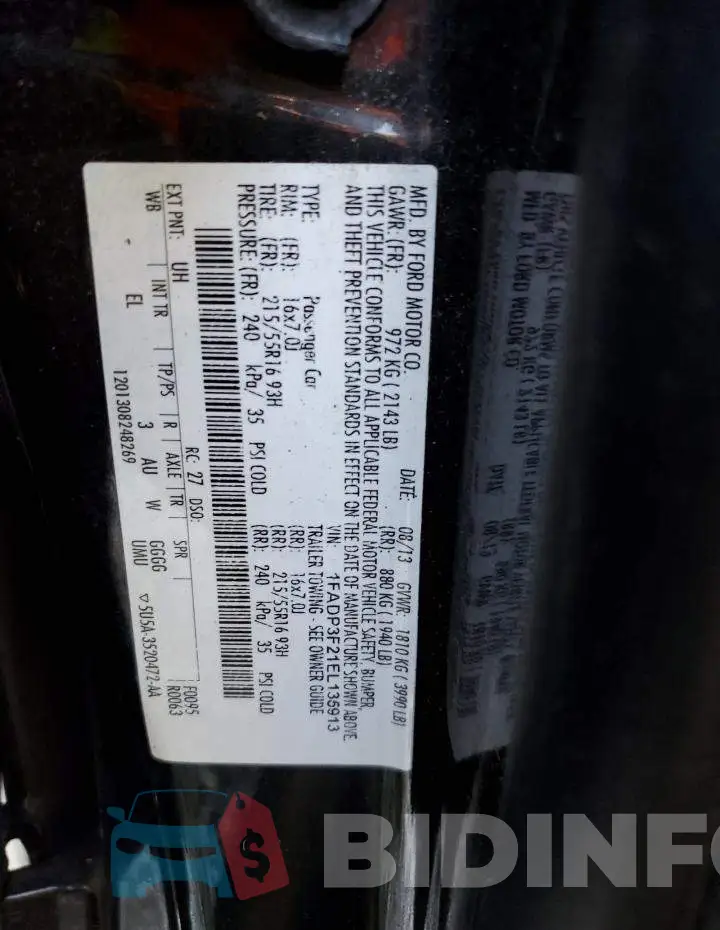 1FADP3F21EL135913 Photo# 12
