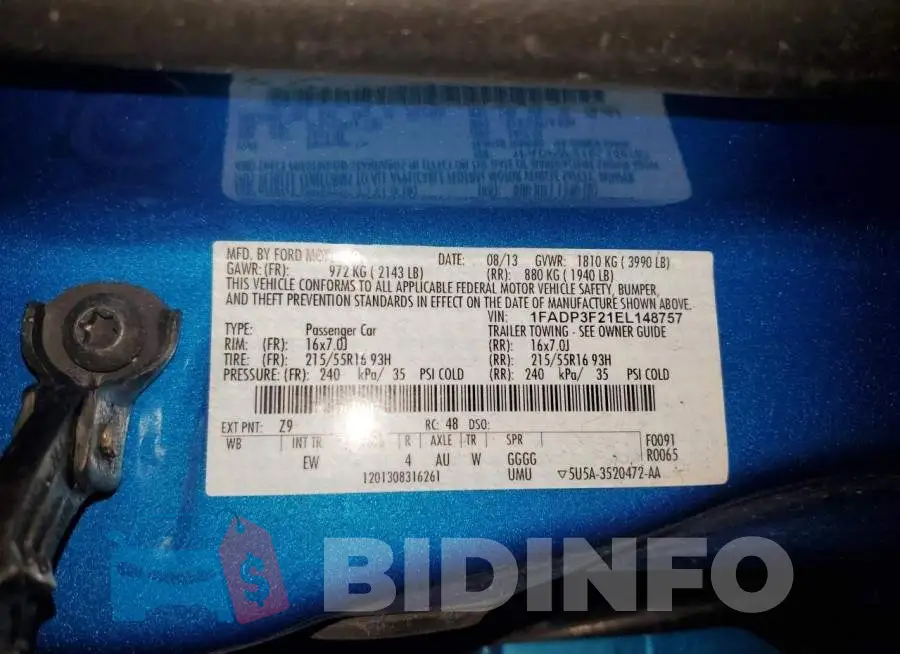 1FADP3F21EL148757 Photo# 13
