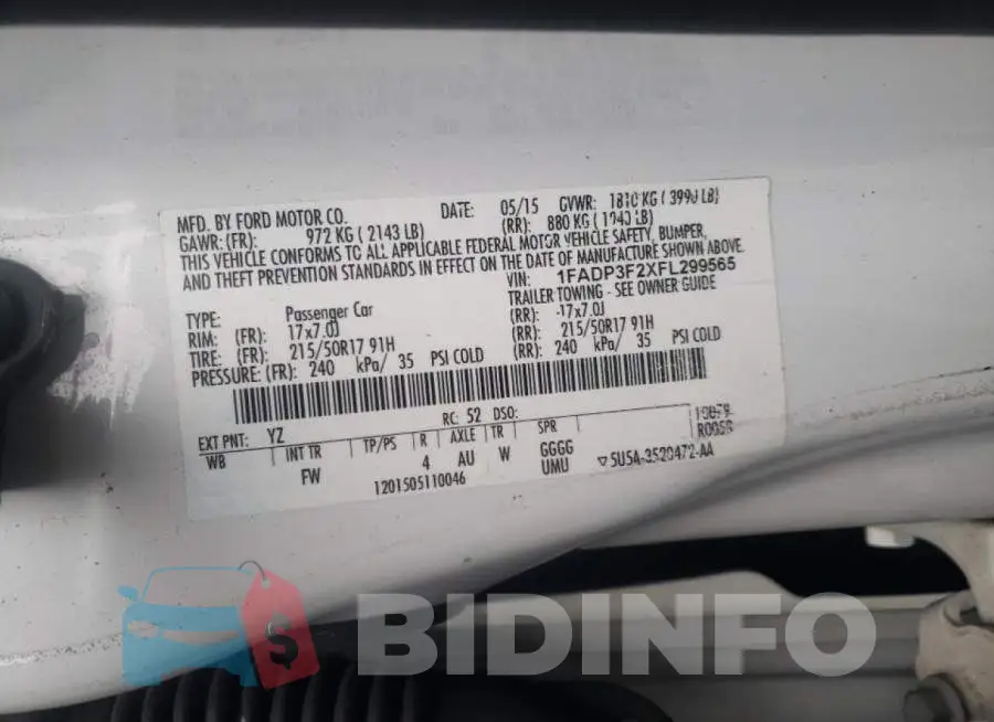 1FADP3F2XFL299565 Photo# 13
