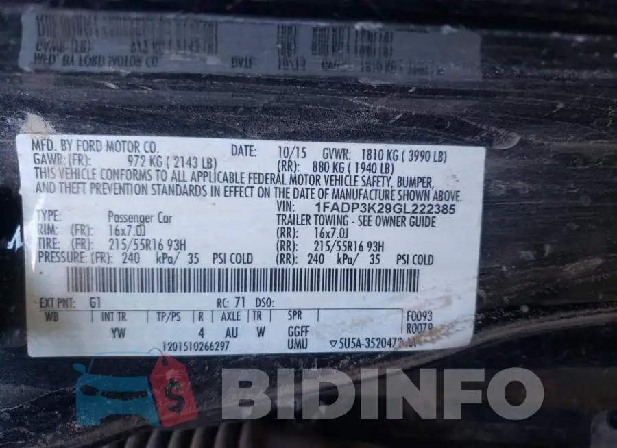 1FADP3K29GL222385 Photo# 13