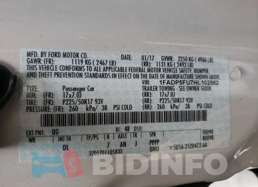 1FADP5FU7HL102562 Photo# 12