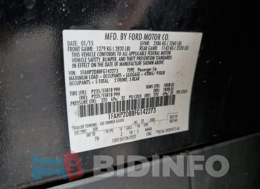1FAHP2D88FG142273 Photo# 10