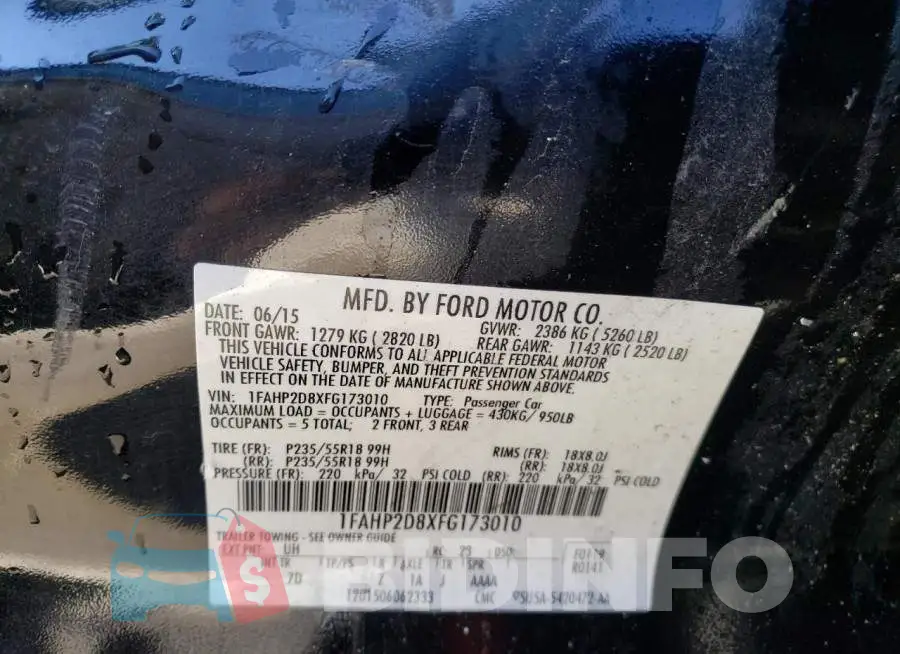 1FAHP2D8XFG173010 Photo# 12