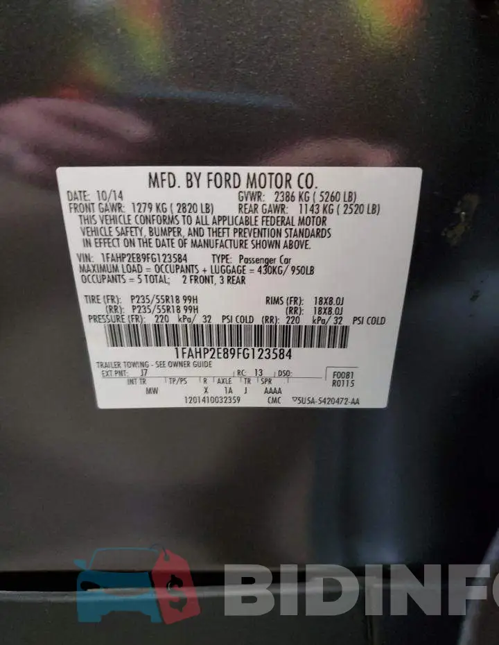1FAHP2E89FG123584 Photo# 13