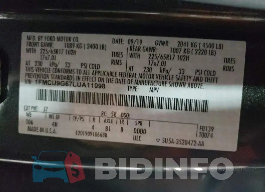 1FMCU9G67LUA11098 Photo# 13