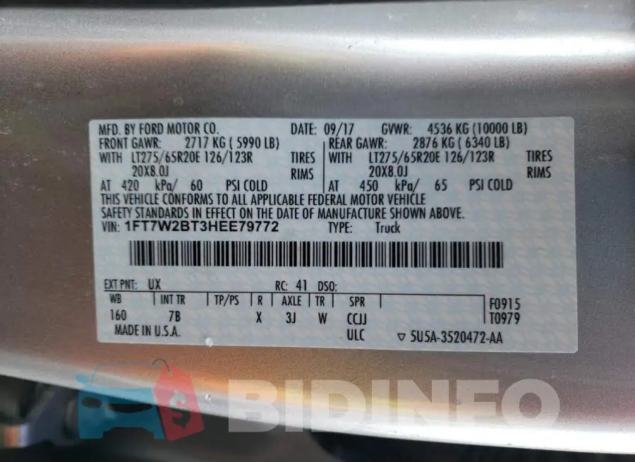 1FT7W2BT3HEE79772 Photo# 12