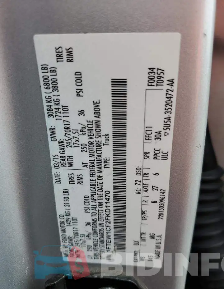 1FTEW1CF2FKD11470 Photo# 12