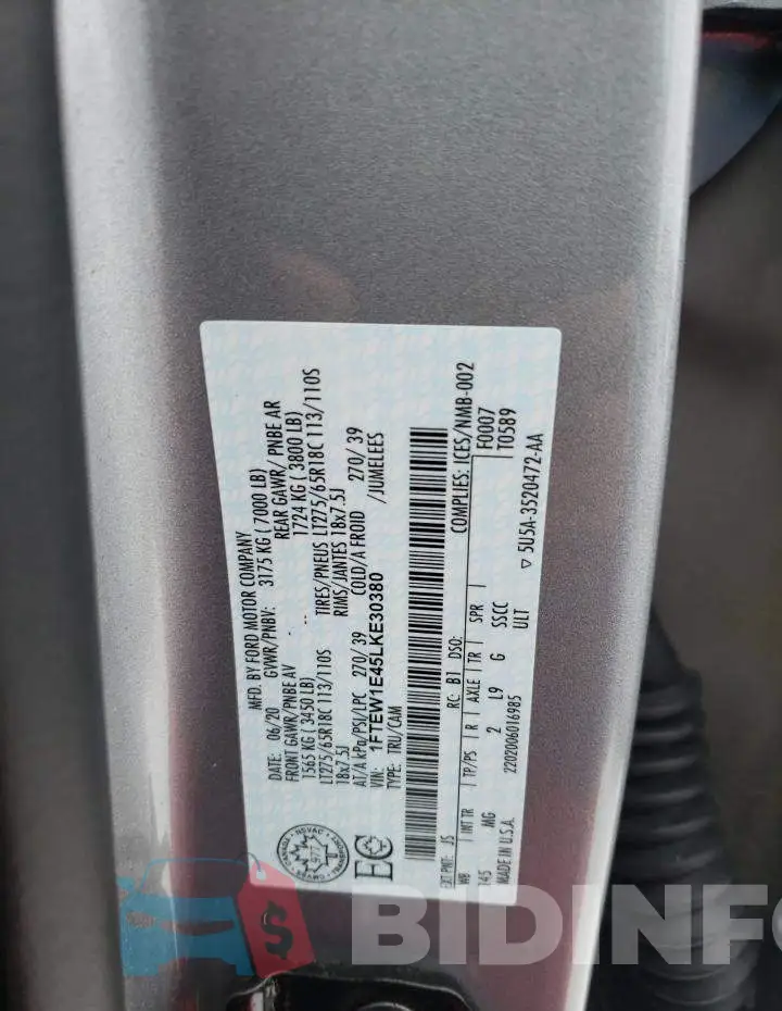 1FTEW1E45LKE30380 Photo# 12