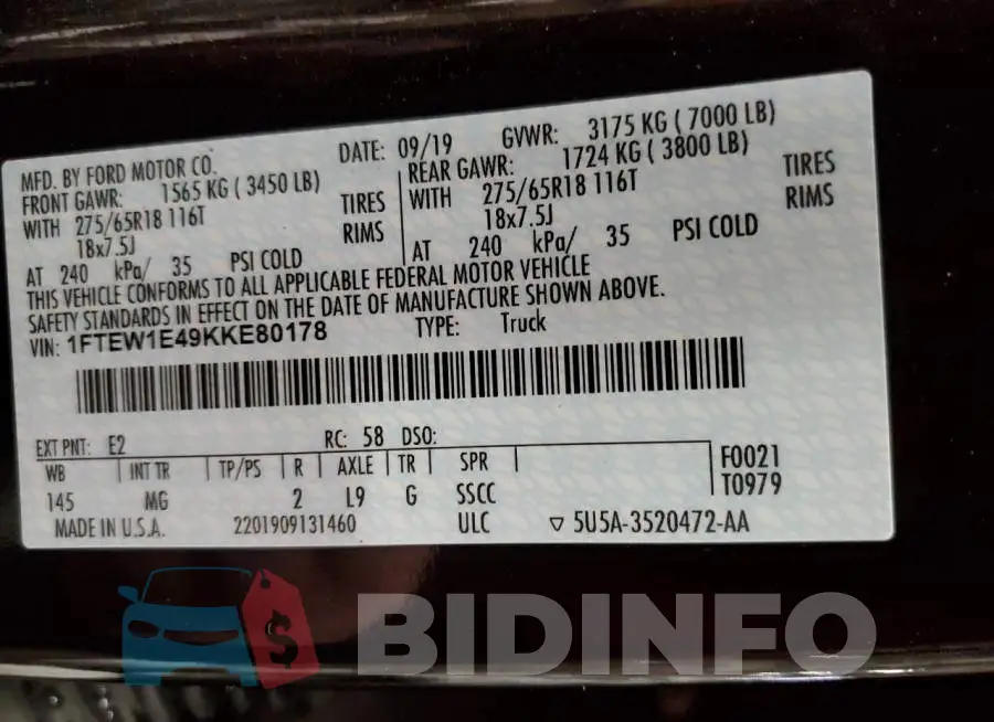 1FTEW1E49KKE80178 Photo# 12