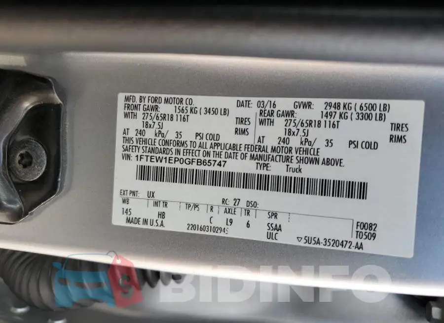 1FTEW1EP0GFB65747 Photo# 13
