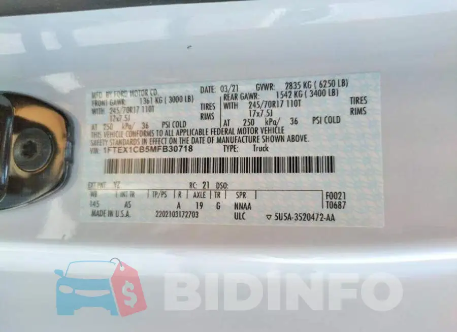1FTEX1CB5MFB30718 Photo# 10