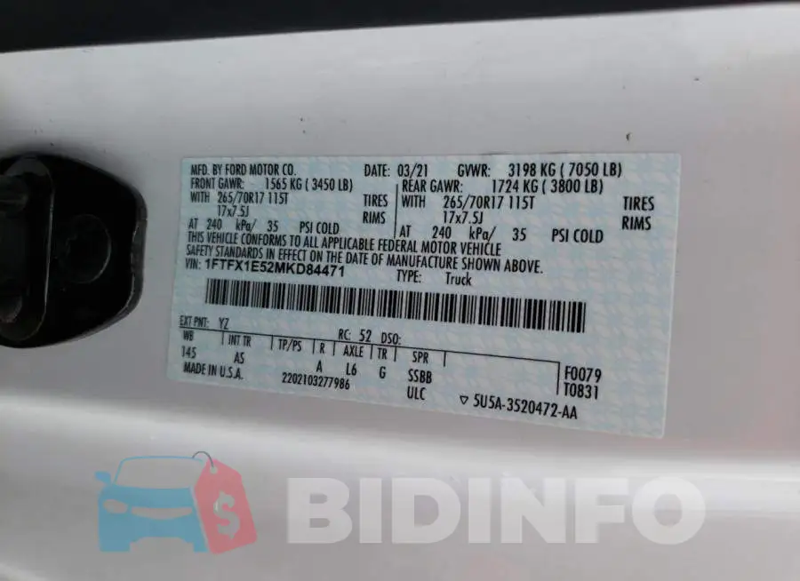 1FTFX1E52MKD84471 Photo# 12