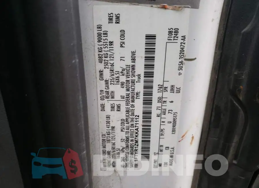 1FTYR1ZM7KKA71112 Photo# 13