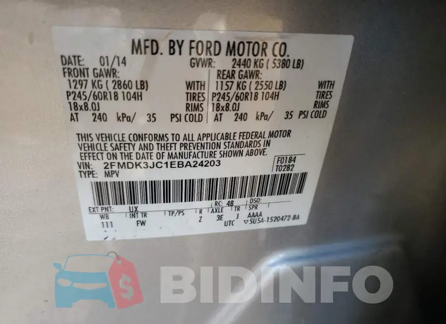 2FMDK3JC1EBA24203 Photo# 13