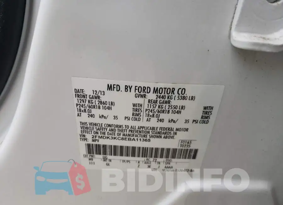 2FMDK3KC8EBA11365 Photo# 13