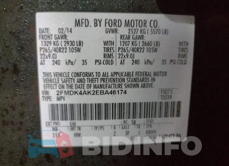 2FMDK4AK2EBA46174 Photo# 13
