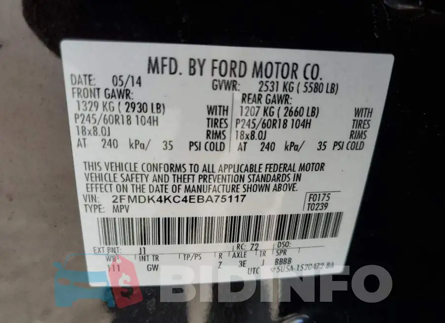 2FMDK4KC4EBA75117 Photo# 13