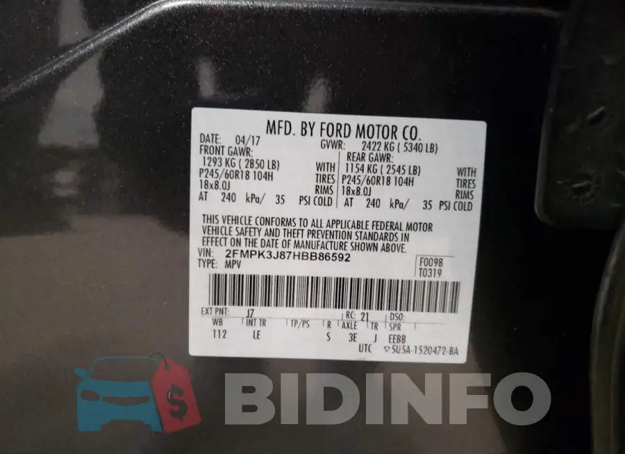 2FMPK3J87HBB86592 Photo# 13