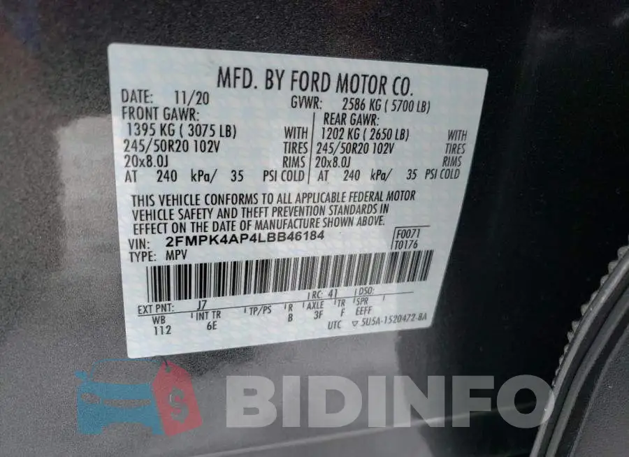 2FMPK4AP4LBB46184 Photo# 13