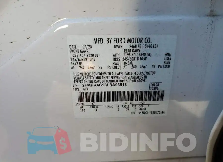 2FMPK4G93LBA93518 Photo# 13
