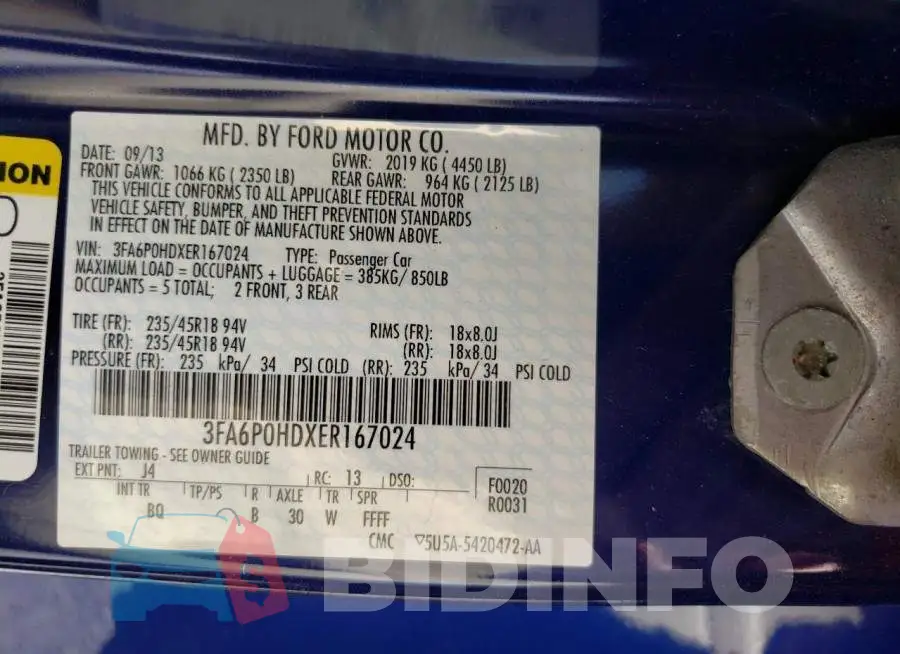 3FA6P0HDXER167024 Photo# 13