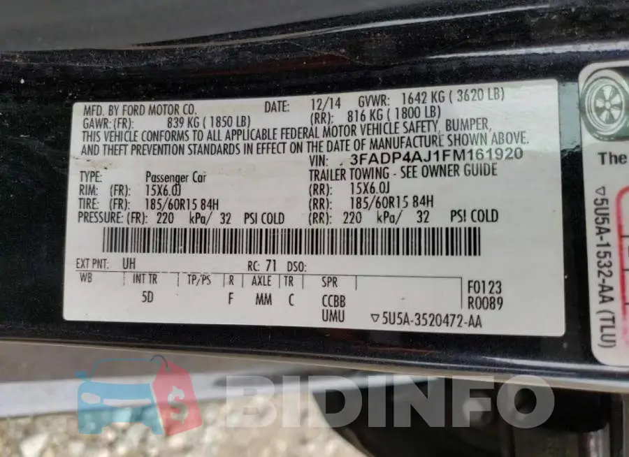 3FADP4AJ1FM161920 Photo# 12