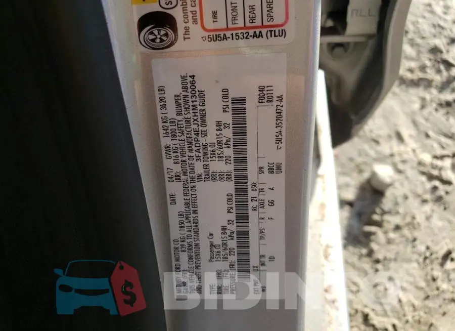 3FADP4EJXHM130064 Photo# 13