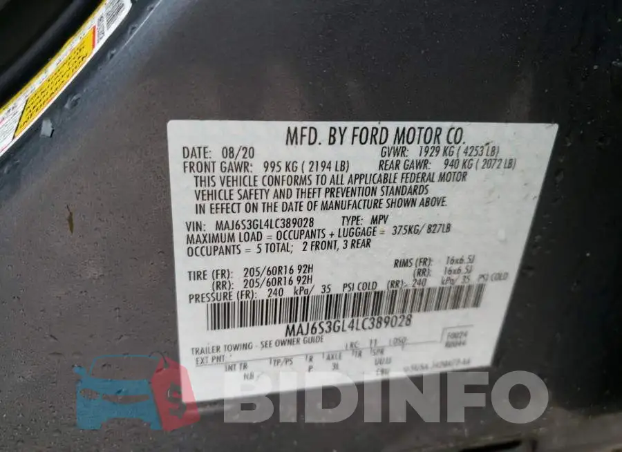 MAJ6S3GL4LC389028 Photo# 13