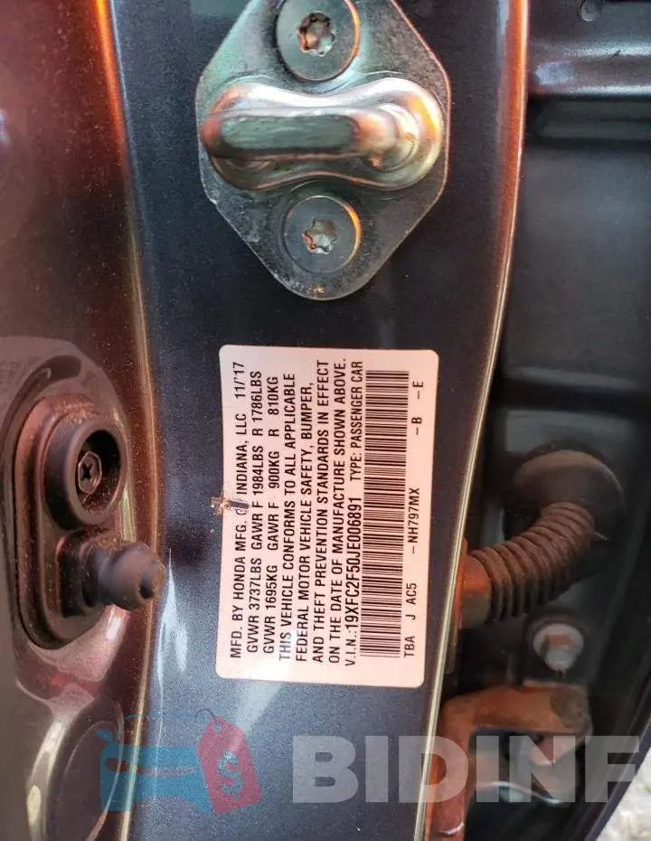 19XFC2F50JE006891 Photo# 12