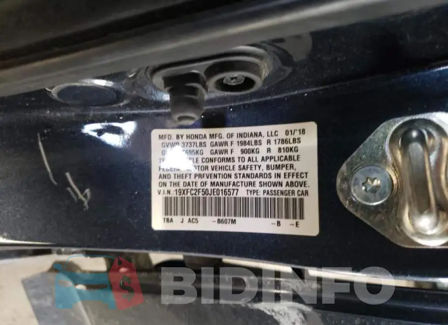 19XFC2F50JE016577 Photo# 12