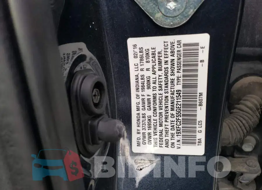 19XFC2F55GE211549 Photo# 12