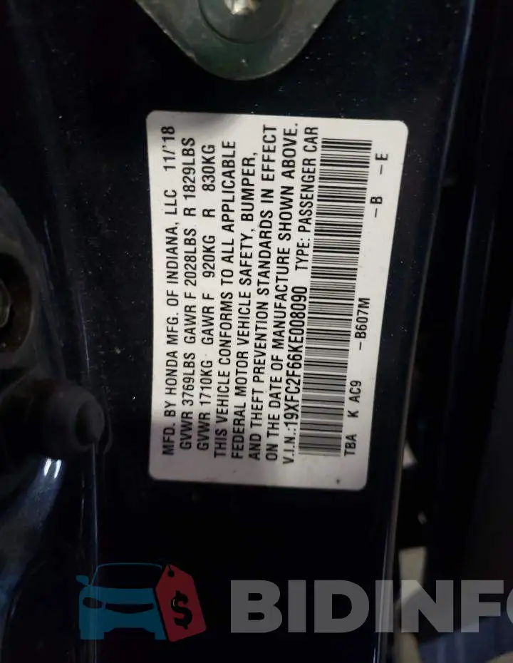 19XFC2F66KE008090 Photo# 12