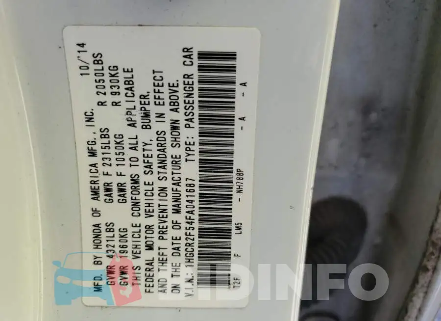 1HGCR2F54FA041687 Photo# 12