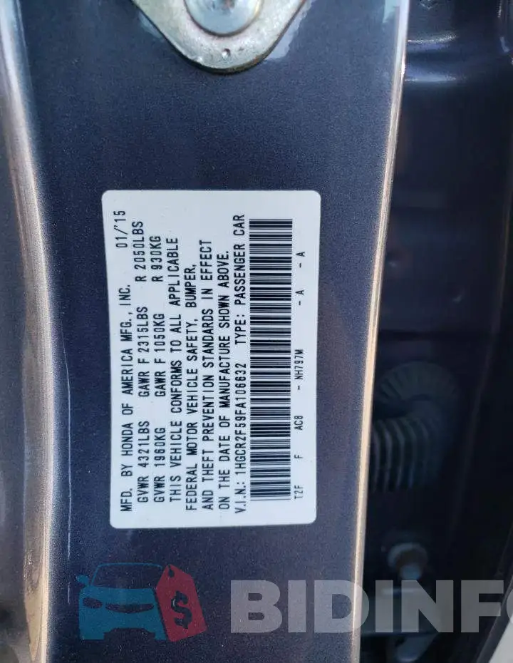 1HGCR2F59FA106632 Photo# 12