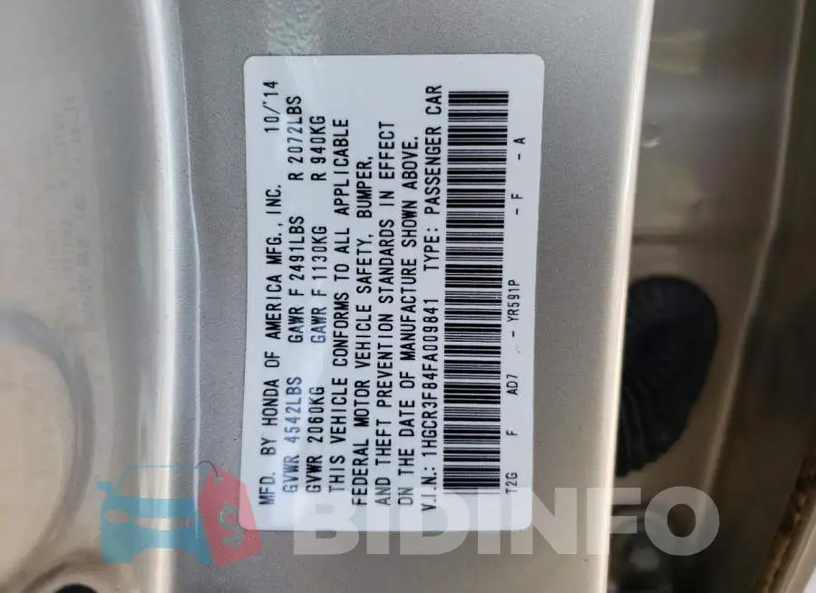 1HGCR3F84FA009841 Photo# 12