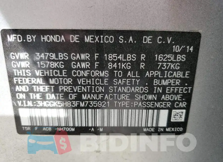 3HGGK5H83FM735921 Photo# 12