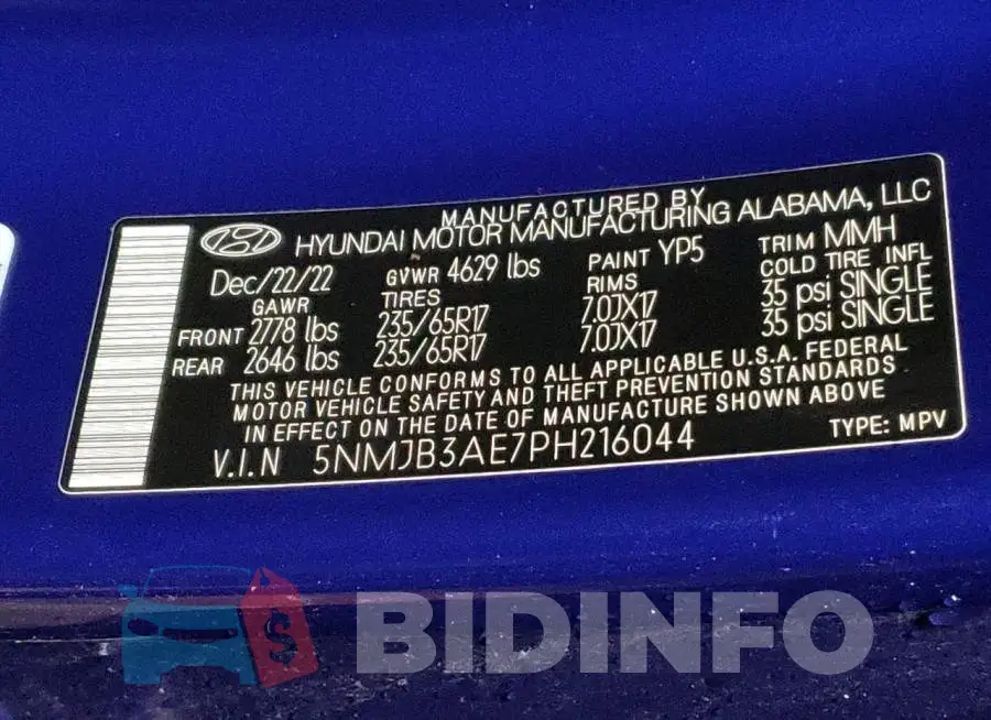 5NMJB3AE7PH216044 Photo# 13