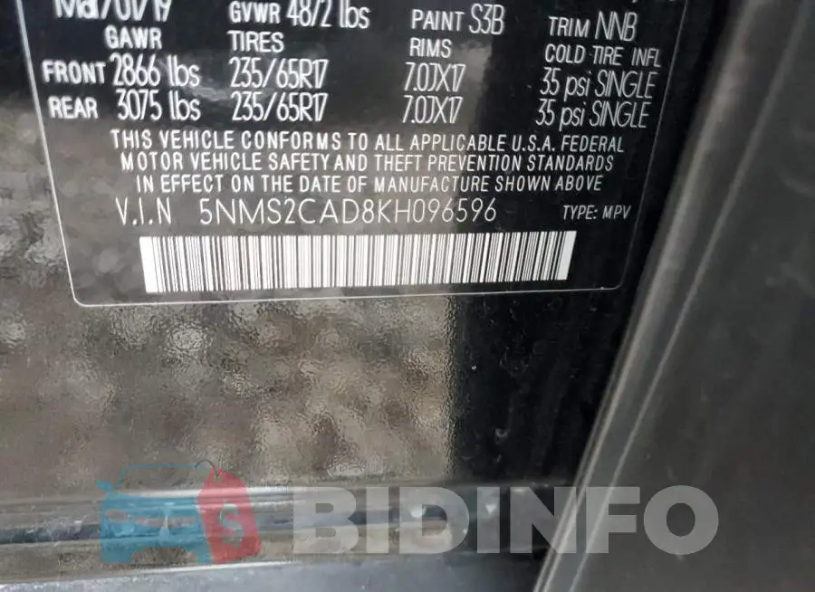 5NMS2CAD8KH096596 Photo# 10