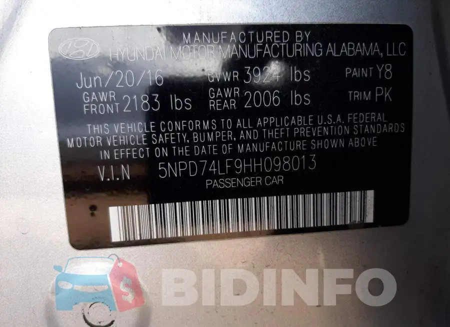 5NPD74LF9HH098013 Photo# 12