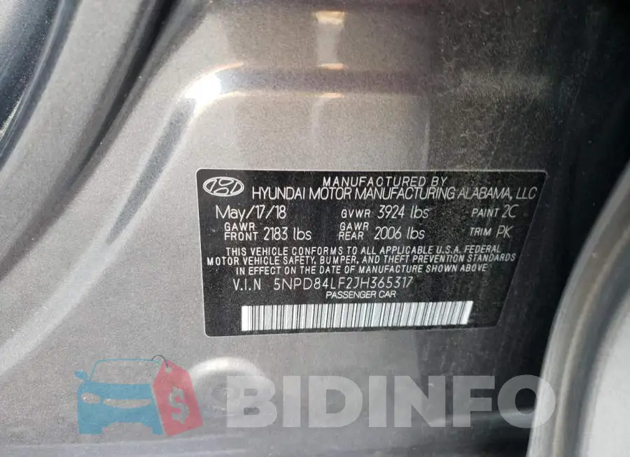 5NPD84LF2JH365317 Photo# 13