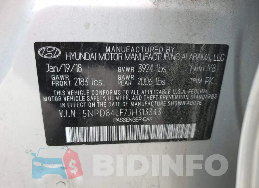 5NPD84LF7JH313343 Photo# 10