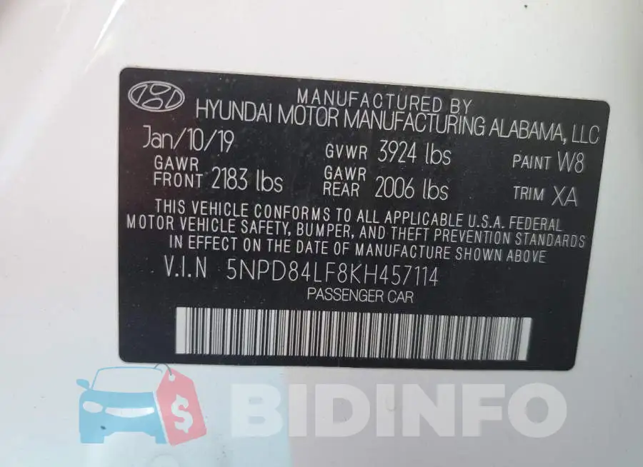 5NPD84LF8KH457114 Photo# 12
